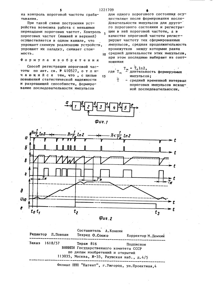 Способ регистрации пороговой частоты (патент 1221709)