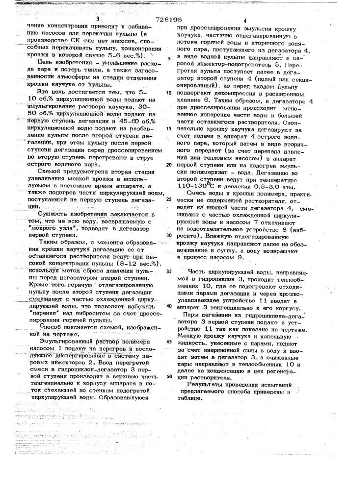 Способ выделения синтетических каучуков (патент 726105)
