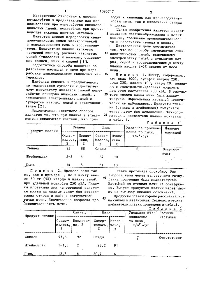 Способ переработки свинцово-цинковых пылей (патент 1093717)