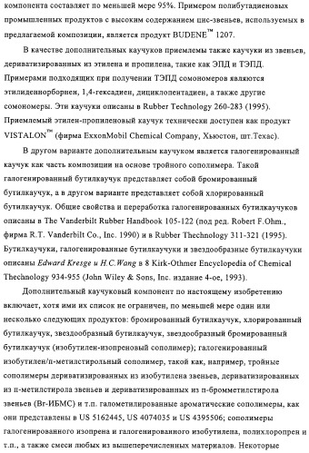 Эластомерные композиции и их использование в пневматической диафрагме, такой как внутренняя оболочка шины или камера для пневматической шины (патент 2327578)