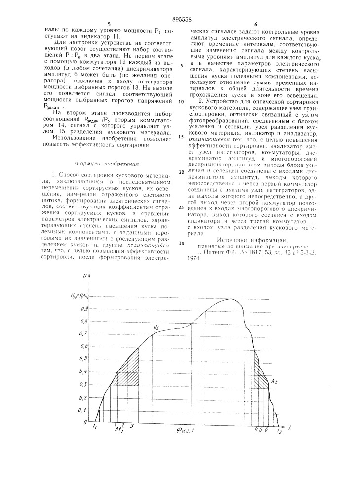 Способ сортировки кускового материала и устройство для оптической сортировки кускового материала (патент 895558)