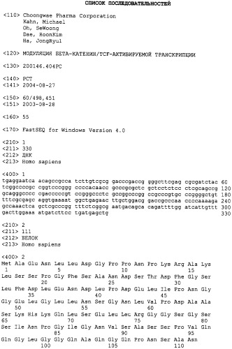 Модуляция бета-катенин/tcf-активируемой транскрипции (патент 2383547)