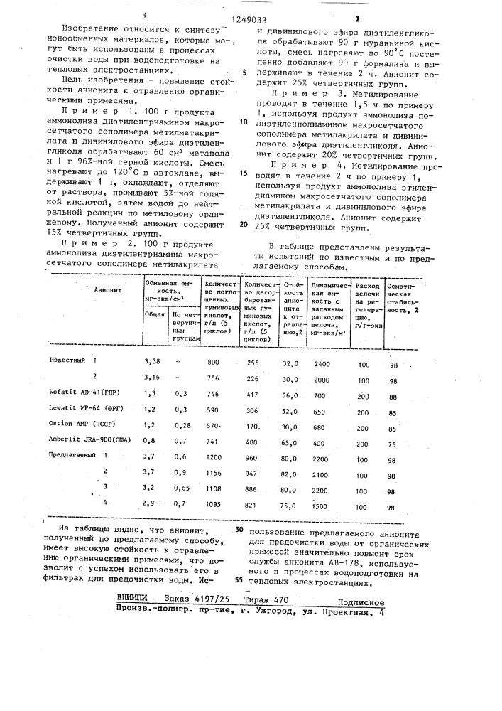 Способ получения анионита (патент 1249033)