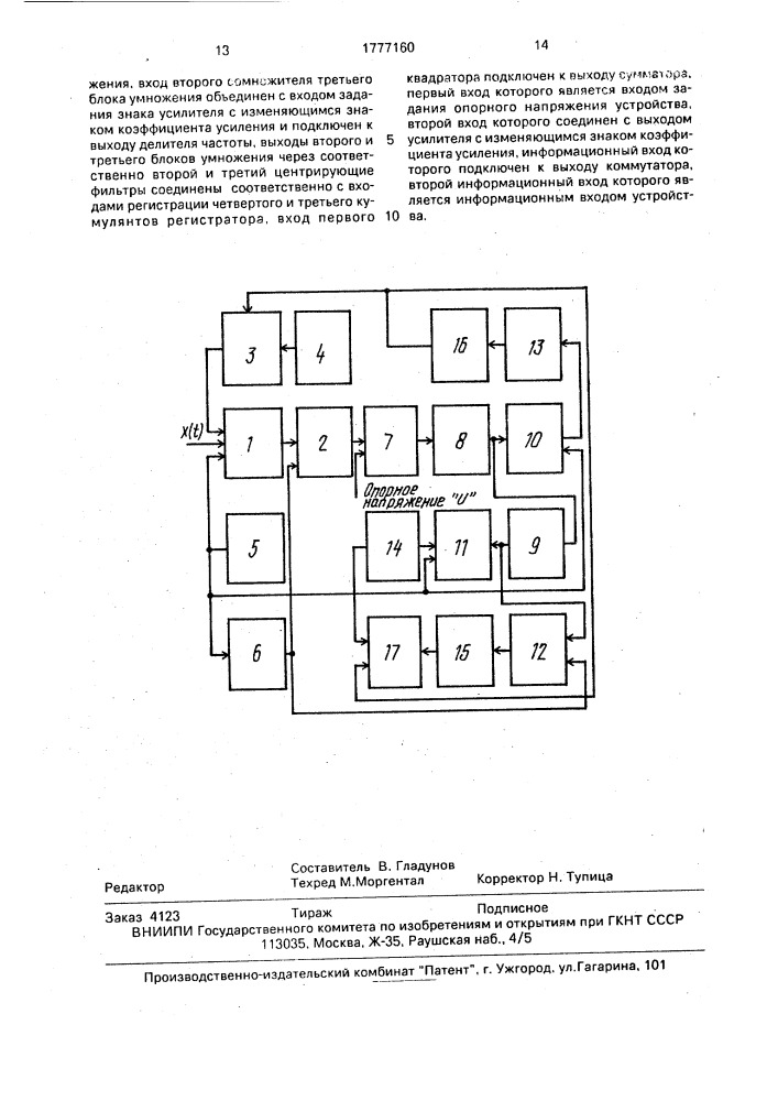 Устройство для определения статических характеристик случайных процессов (патент 1777160)