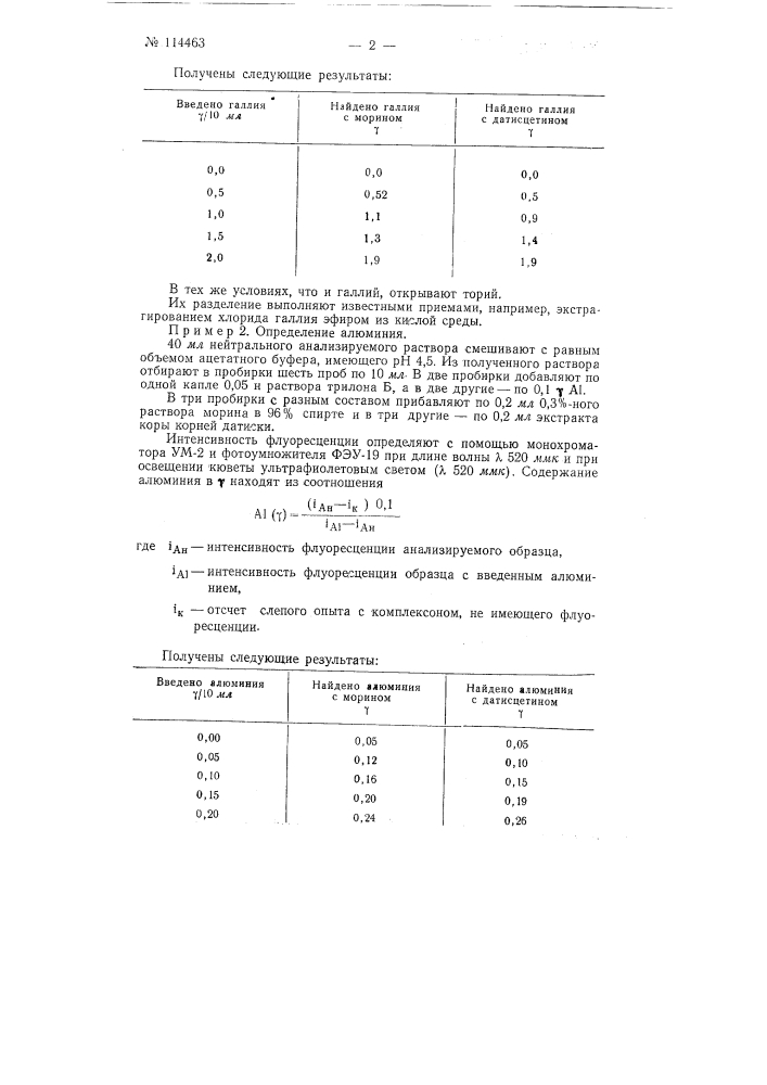 Способ качественного и количественного определения катионов алюминия, галлия, циркония, тория, олова, бериллия, индия и урана (патент 114463)