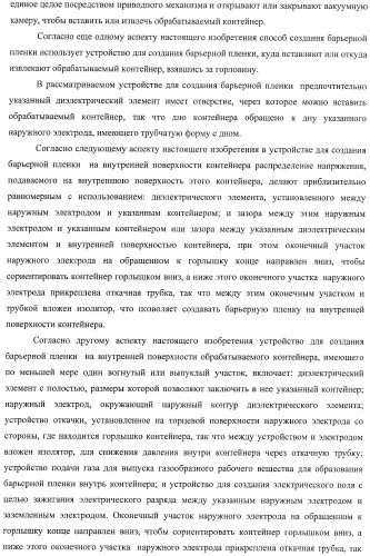 Устройство для создания барьерной пленки, способ создания барьерных пленок и контейнер с покрытием барьерной пленкой (патент 2434080)