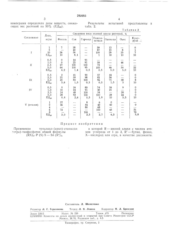 Патент ссср  292683 (патент 292683)