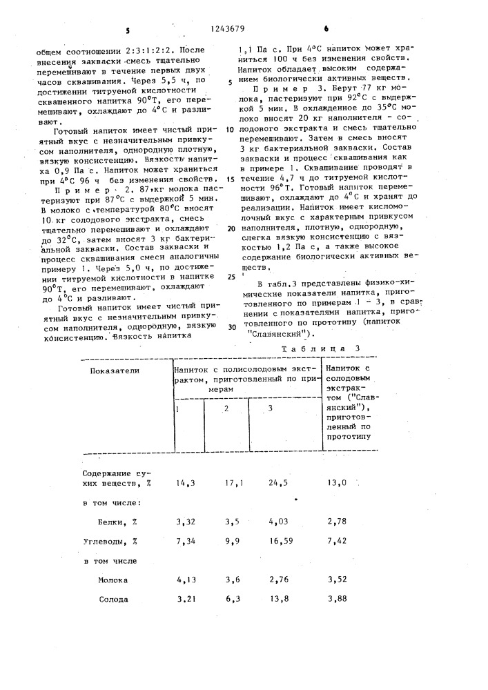 Способ приготовления кисломолочного напитка (патент 1243679)