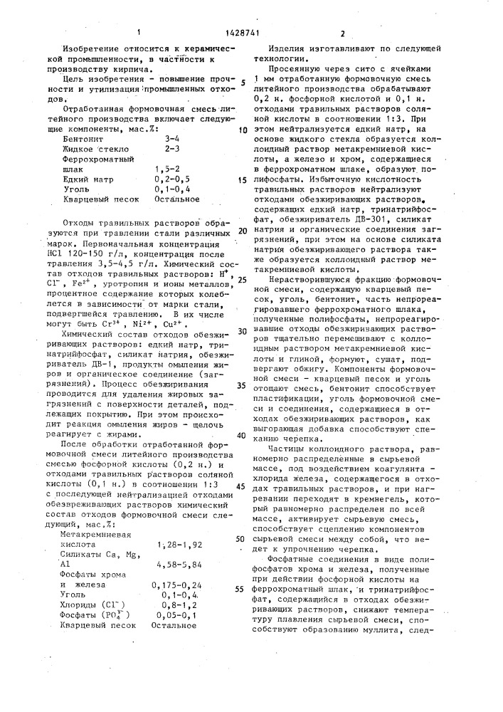 Способ изготовления керамических изделий (патент 1428741)