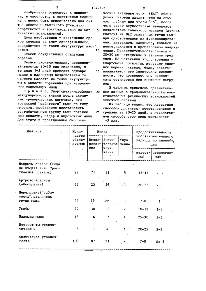 Способ лечения спортивных травм (патент 1242171)