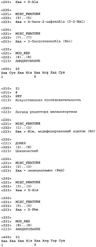 Лиганды рецепторов меланокортинов (патент 2439079)