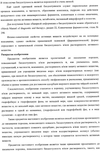 Пропитанный до насыщения порошок, повышающий биодоступность и/или растворимость активного вещества, и способ его получения (патент 2367412)