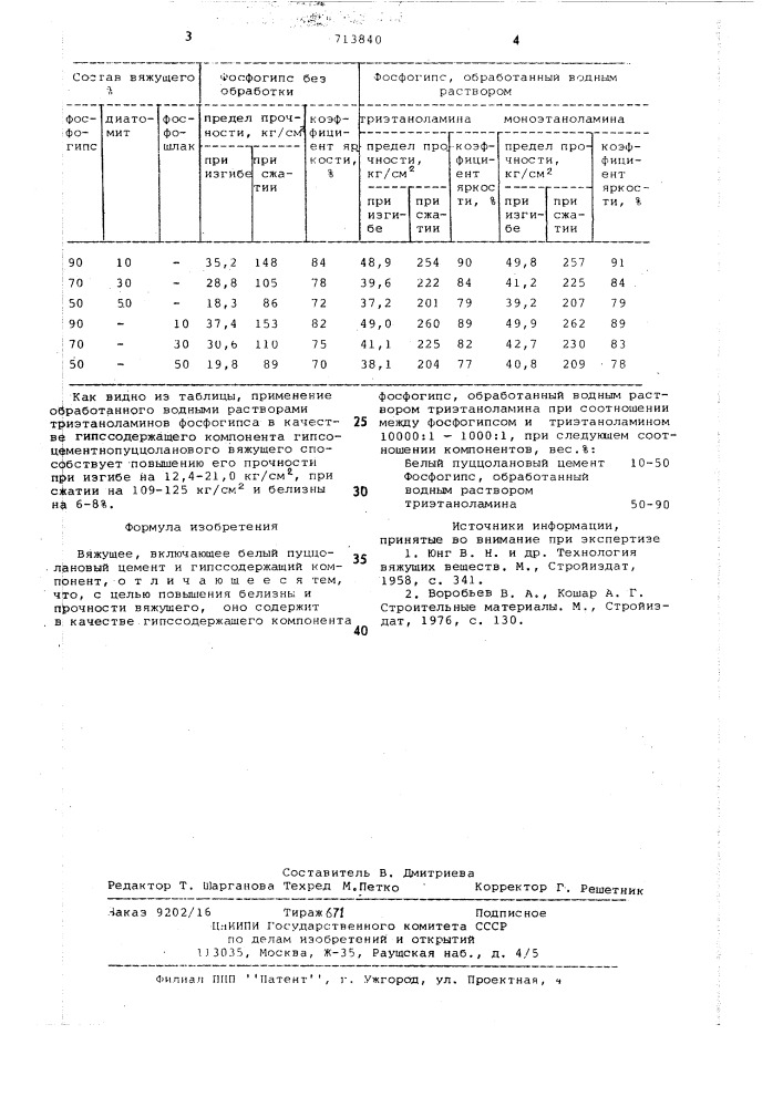 Вяжущее (патент 713840)