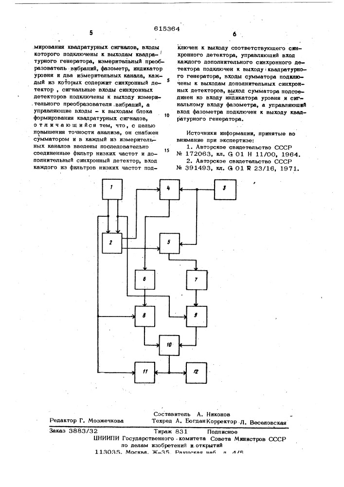 Анализатор спектра вибраций (патент 615364)