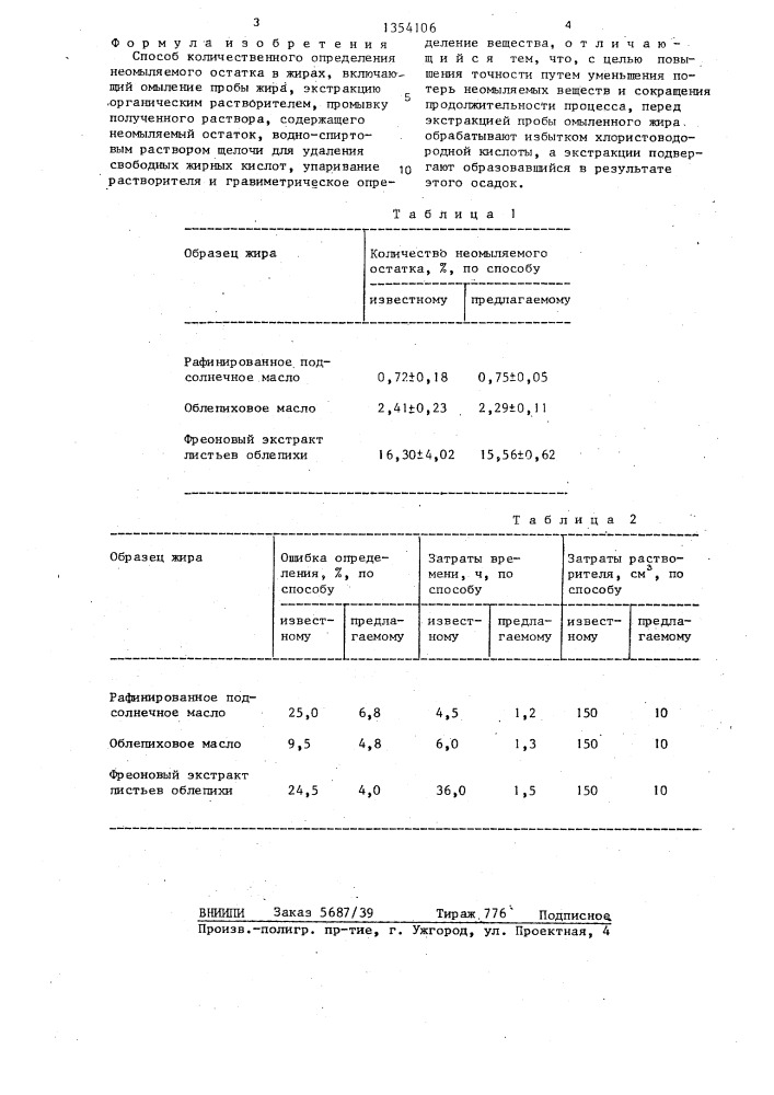 Способ количественного определения неомыляемого остатка в жирах (патент 1354106)