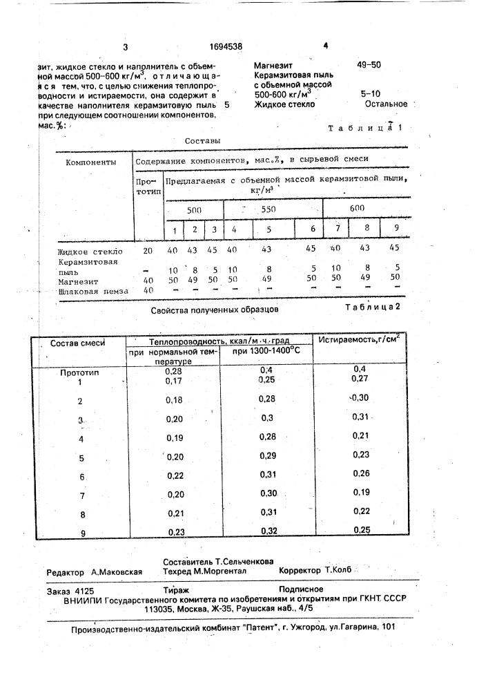 Сырьевая смесь для изготовления термозащитного покрытия (патент 1694538)