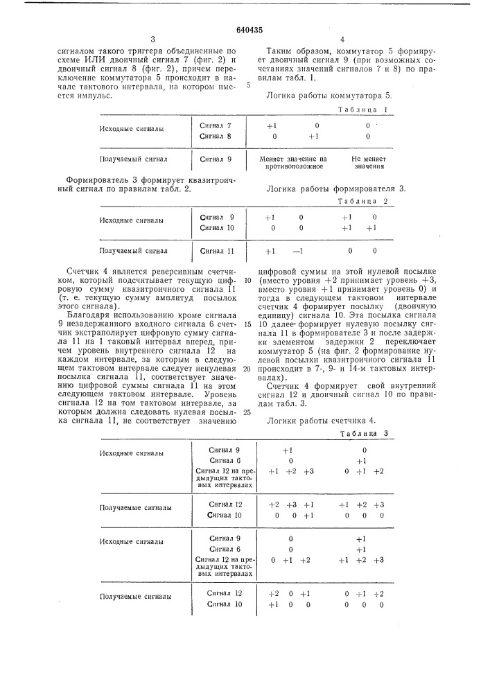 Устройство для преобразования двоичного кода в квазитроичный (патент 640435)