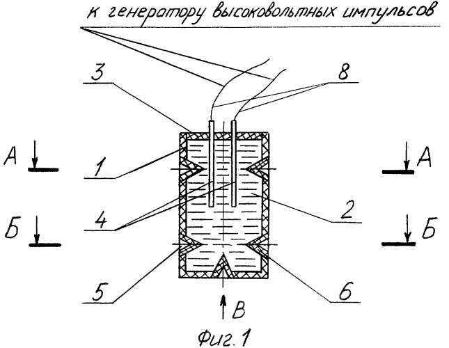 Устройство электрогидравлическое кумулятивное для разрушения и дробления твердых материалов (патент 2380161)