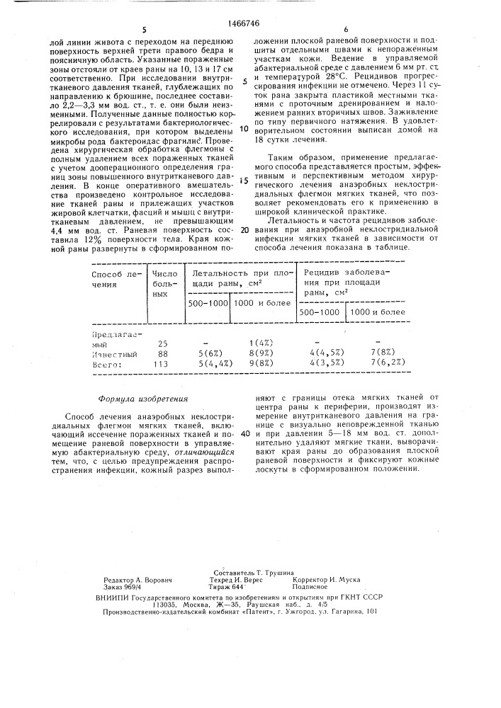 Способ лечения анаэробных неклостридиальных флегмон мягких тканей (патент 1466746)