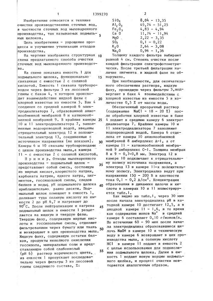 Способ очистки сточных вод мыловаренного производства (патент 1399270)