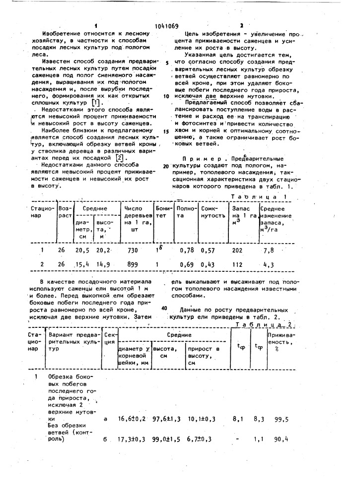 Способ создания предварительных лесных культур (патент 1041069)