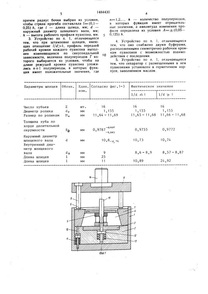 Устройство для радиальной штамповки шлицев на валах (патент 1484430)