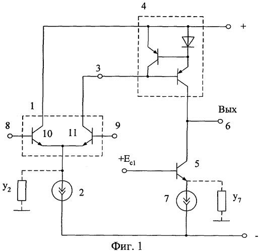 Дифференциальный усилитель с повышенным ослаблением входного синфазного сигнала (патент 2293433)