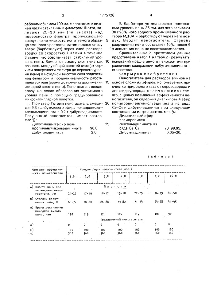 Пеногаситель (патент 1775126)