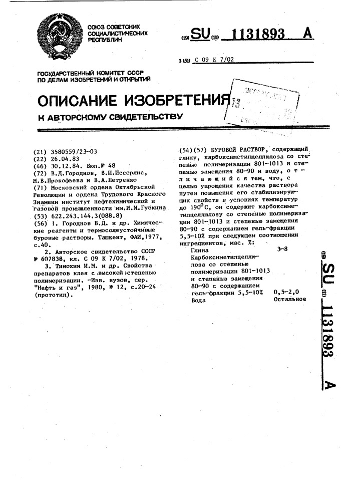 Буровой раствор (патент 1131893)