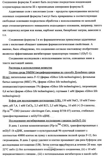 Производные 1-(2-аминобензол)пиперазина, используемые в качестве ингибиторов поглощения глицина и предназначенные для лечения психоза (патент 2354653)