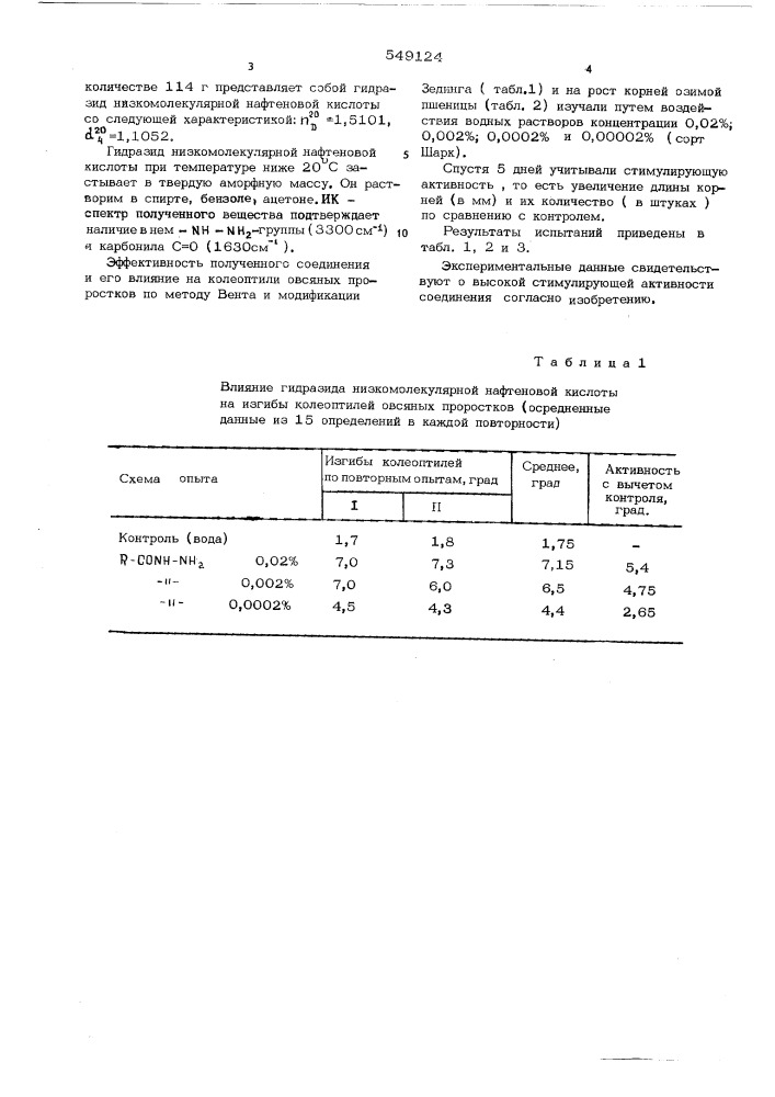 Стимулятор роста растений (патент 549124)