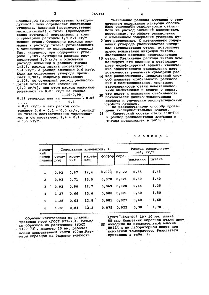 Способ раскисления высокомарганцевой стали (патент 765374)