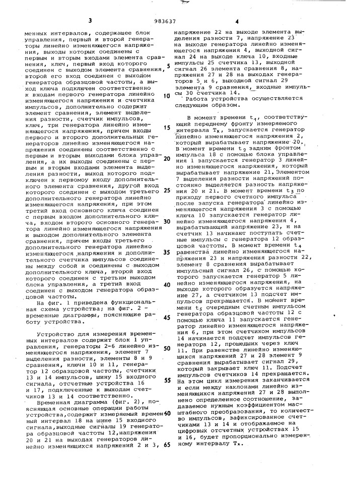 Устройство для измерения временных интервалов (патент 983637)