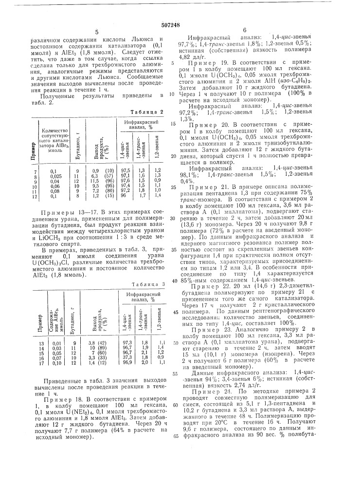 Способ получения карбоцепных полимеров (патент 507248)