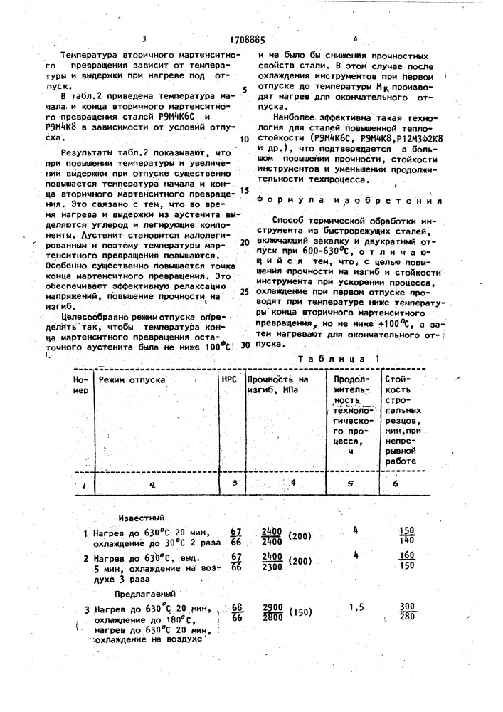 Способ термической обработки инструмента из быстрорежущих сталей (патент 1708885)