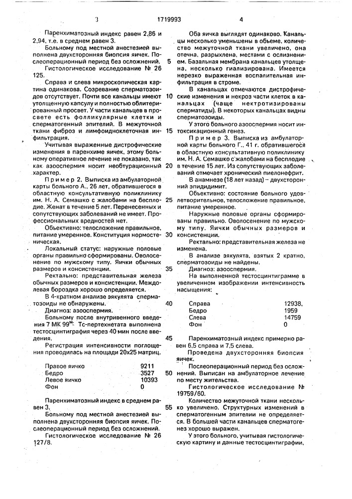 Способ дифференциальной диагностики форм азооспермии (патент 1719993)