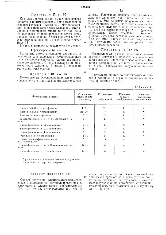 Способ получения элекгрофотографических слоев (патент 231448)