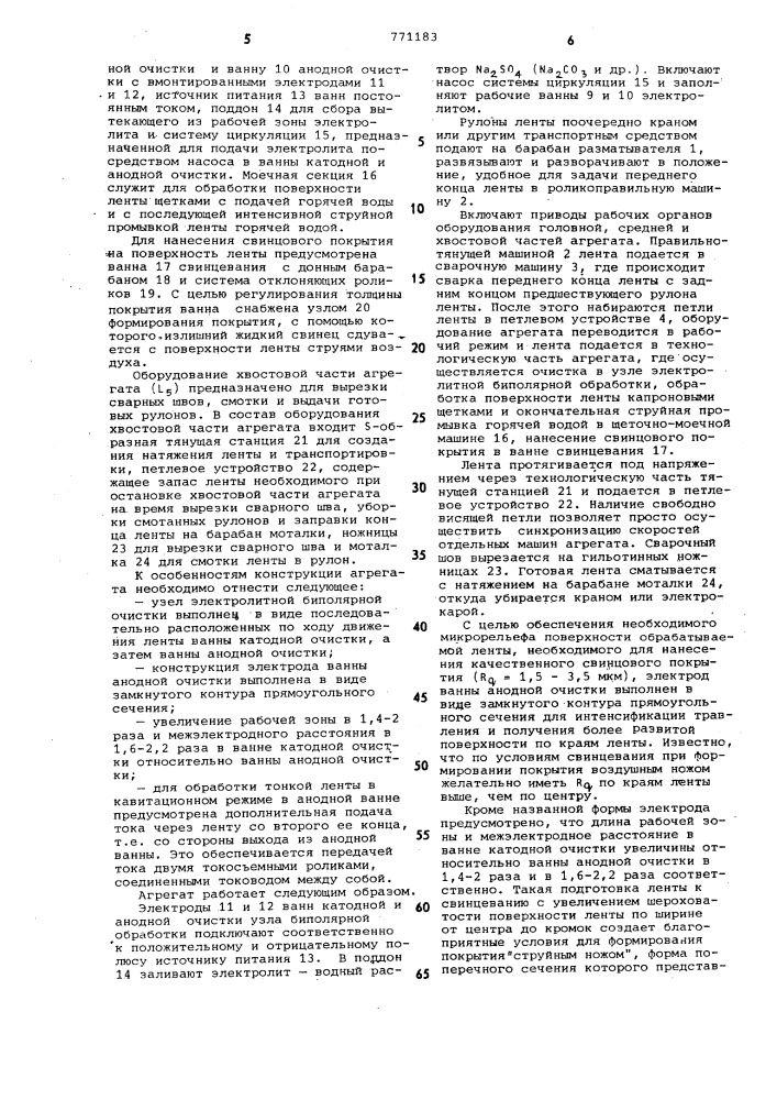 Агрегат непрерывного свинцевания ленты (патент 771183)