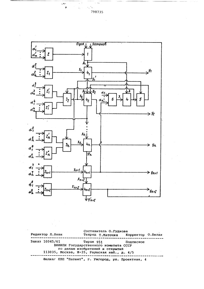 Пневматическое устройство цикловогоуправления (патент 798735)