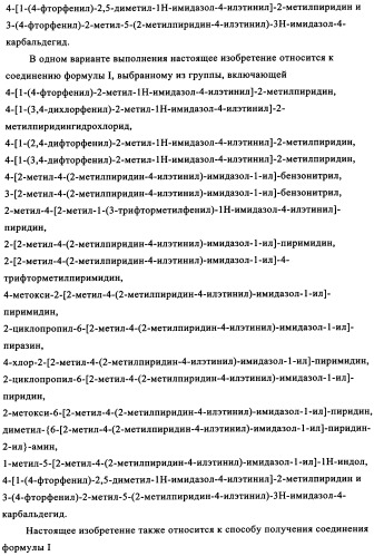 Производные имидазол-4-илэтинилпиридина, способ их получения (варианты) и применение в качестве анксиолитика, фармацевтическая композиция и способ лечения нарушений, опосредуемых рецептором mglur5 (патент 2342383)