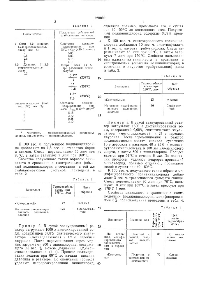 Способ получения модифицированного поливинилхлорида (патент 328099)