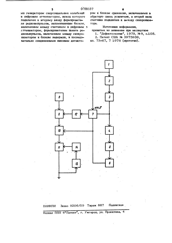 Устройство для имитации эхо-импульсов ультразвукового дефектоскопа (патент 978037)
