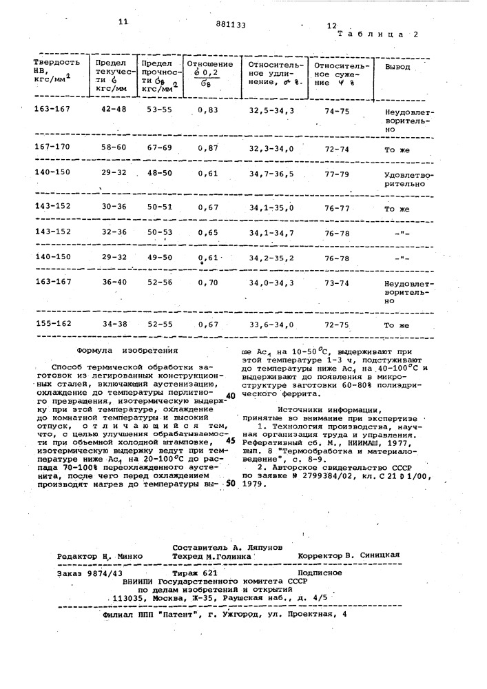 Способ термической обработки заготовок из легированных конструкционных сталей (патент 881133)