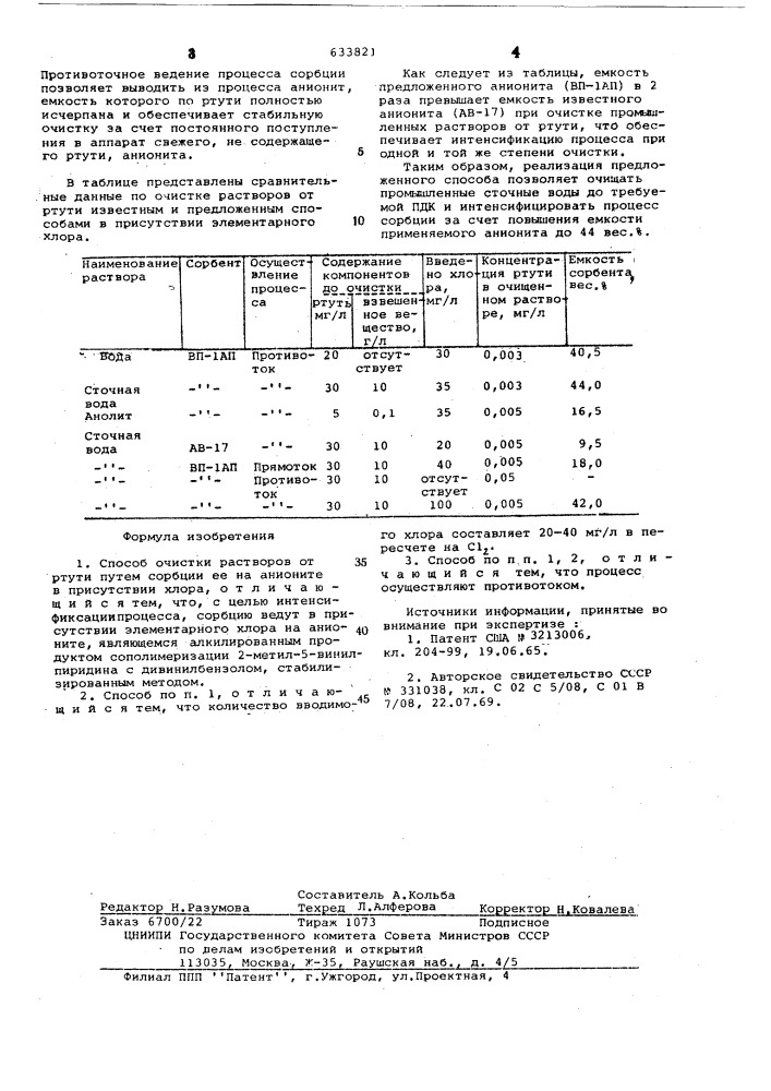 Способ очистки растворов от ртути (патент 633821)