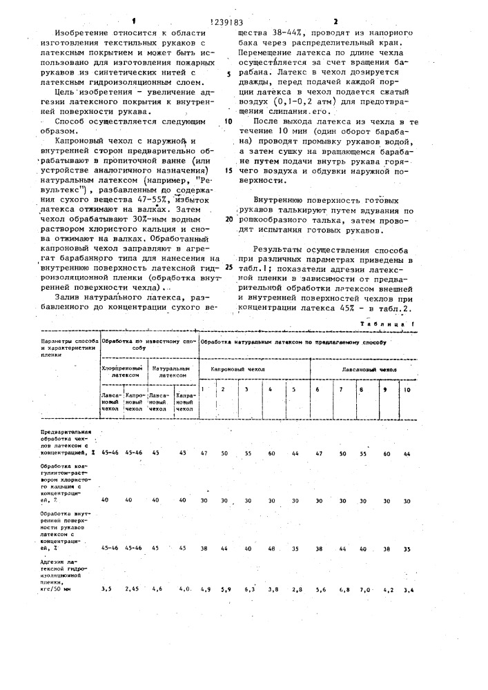 Способ изготовления пожарного рукава (патент 1239183)