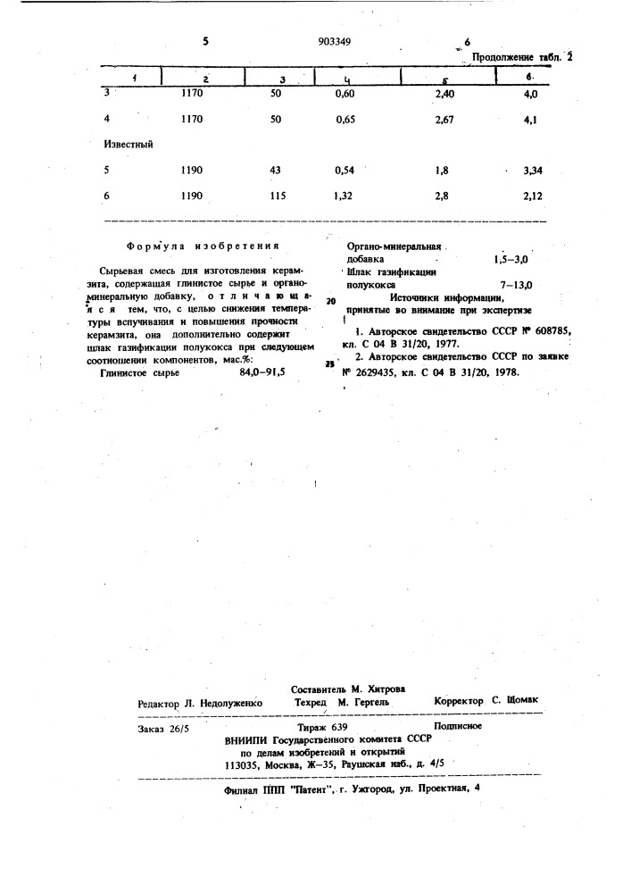 Сырьевая смесь для изготовления керамзита (патент 903349)