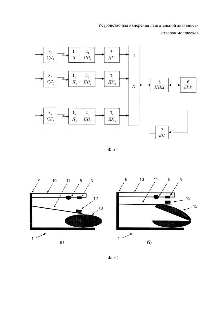 Устройство для измерения двигательной активности створок моллюсков (патент 2625673)
