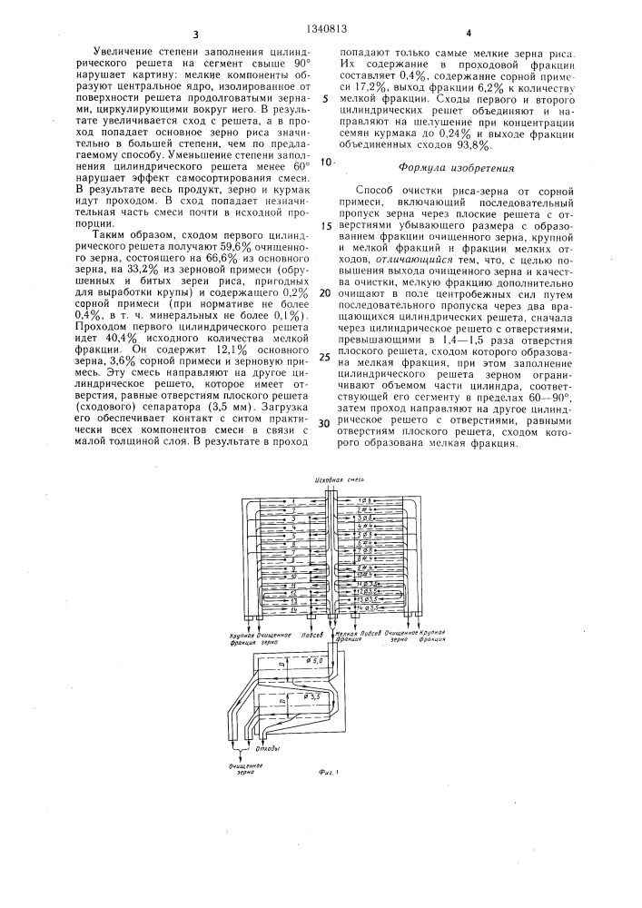 Способ очистки риса-зерна от сорной примеси (патент 1340813)