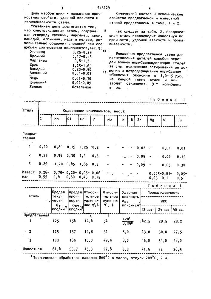 Конструкционная сталь (патент 985129)