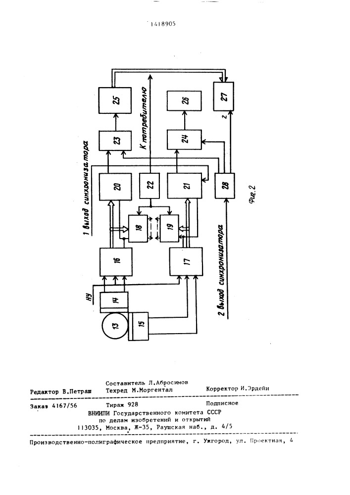 Преобразователь временного интервала в код (патент 1418905)